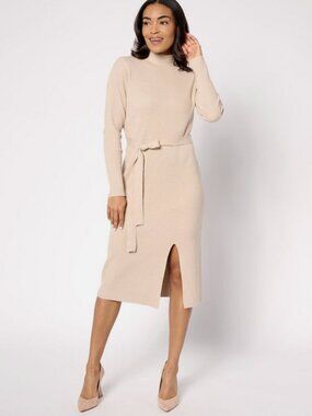 BEAUTIFUL by Lawrence Zarian Women's Mock Neck Sweater Dress Oatmeal 3X, 5X